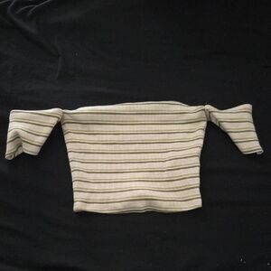 Abercrombie & Fitch Green and Cream Striped Top